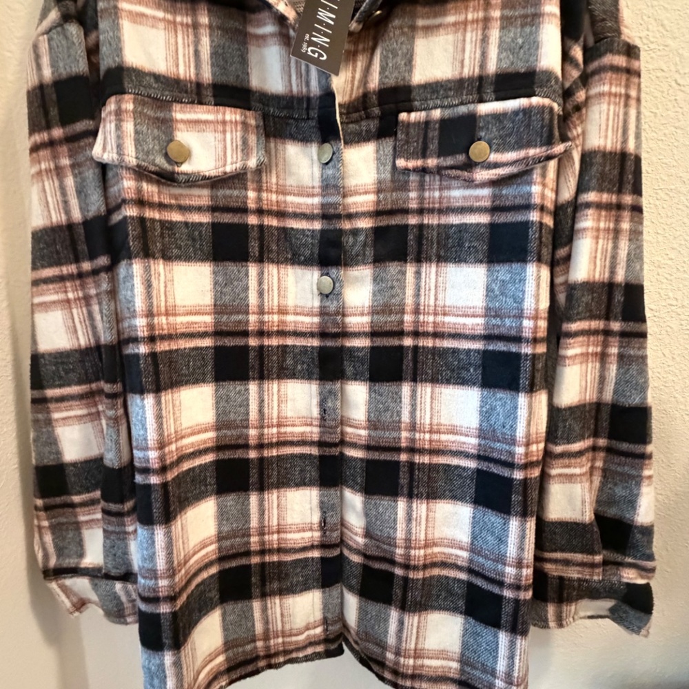Nwt, Oversized Plaid Shacket By Timimg, Size Large - image 7